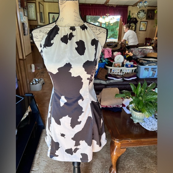 Urban Outfitters Shae Halter Slip Dress Cow Print Women’s Small. - Picture 6 of 16